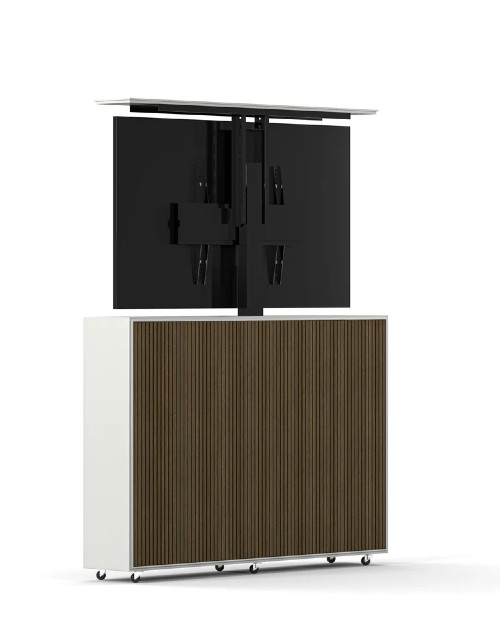 LINE Tv-Lift Slim 55" - White & Burned Walnut