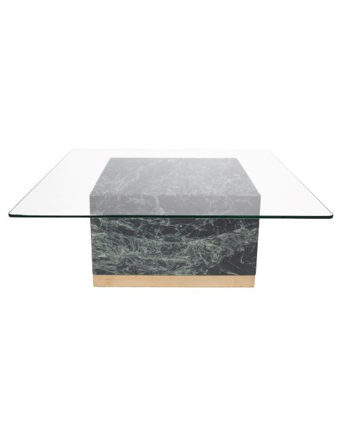 QUEBEC Soffbord - Grön Marmor / Glas / Mässing
